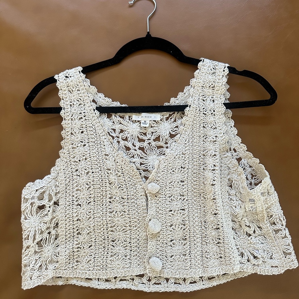 ✨Elegant Cream Crochet Women Top